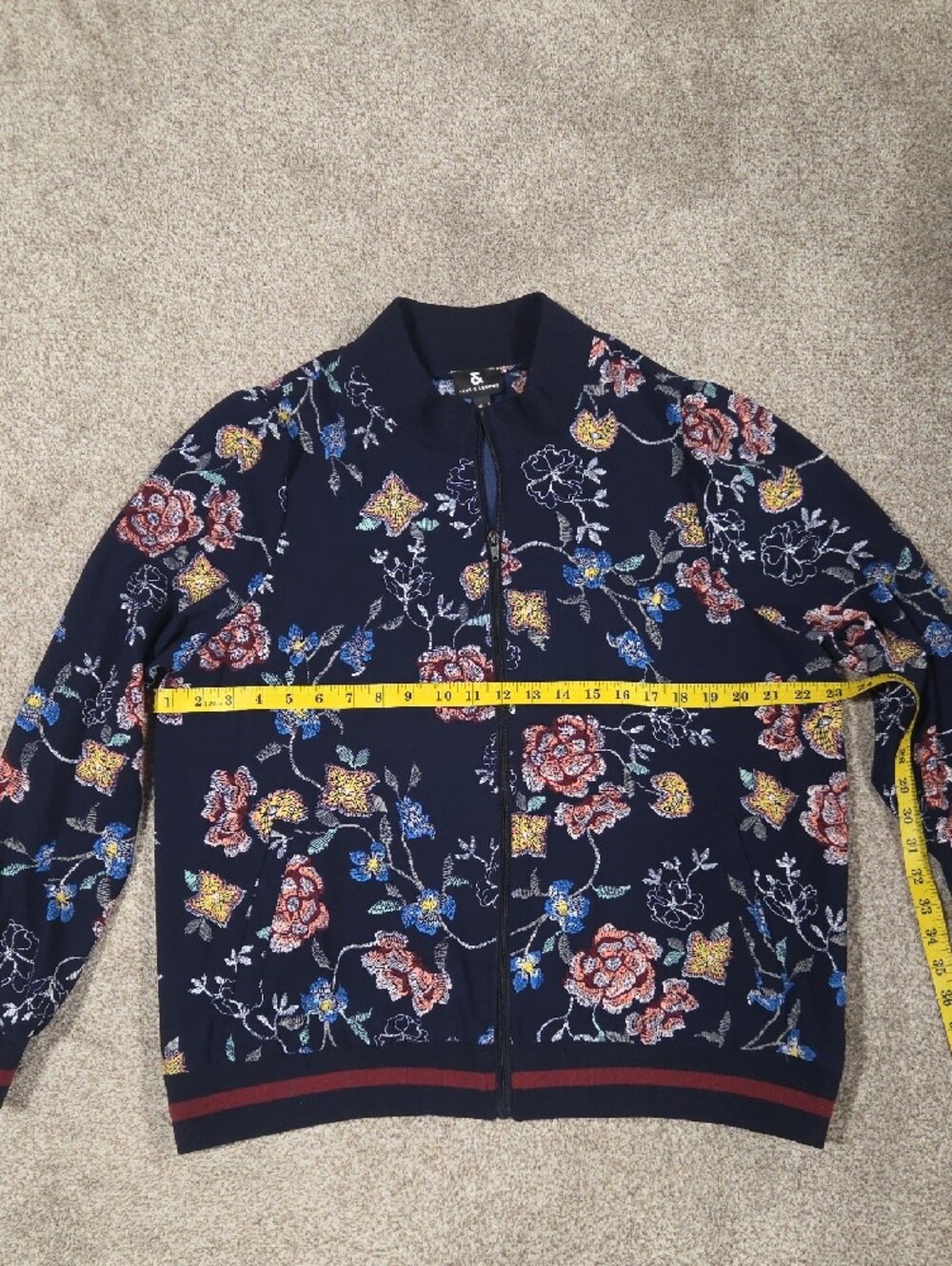 Love & Legend Navy Floral Bomber Jacket - Picture 3 of 7